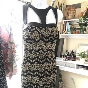 Material Girl Med Dress Leather Detail